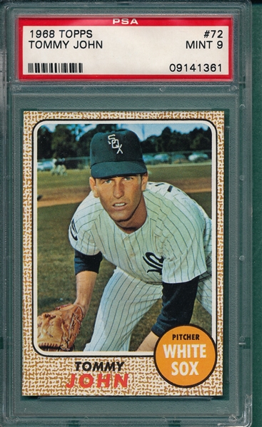 1968 Topps #72 Tommy John PSA 9