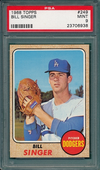 1968 Topps #249 Bill Singer PSA 9