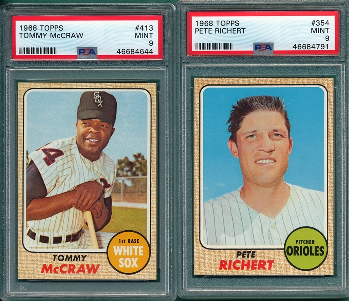 1968 Topps #354 Richert & #413 McGraw, Lot of (2), PSA 9