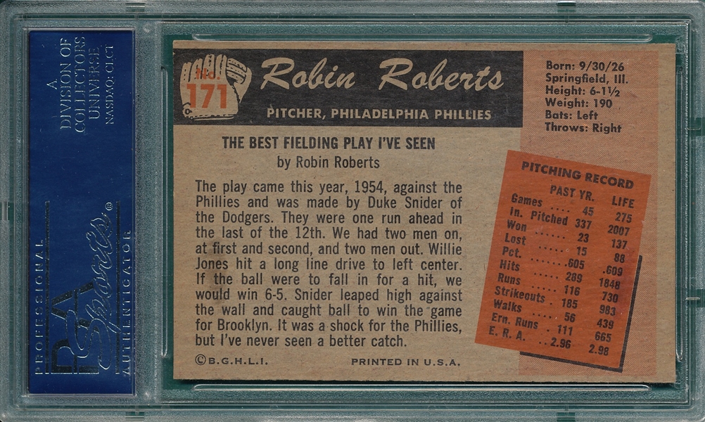 1955 Bowman #171 Robin Roberts PSA 6