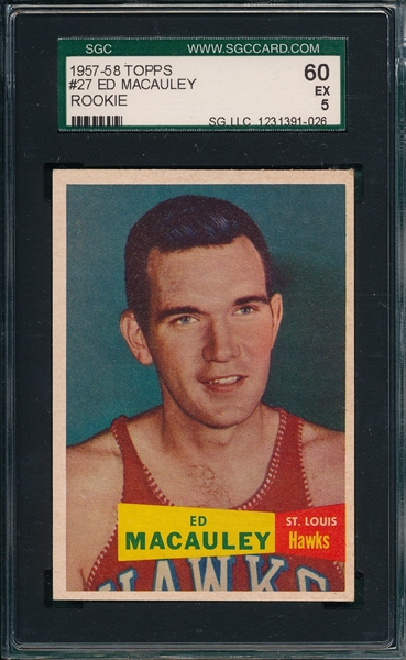 1957 Topps Basketball #27 Ed McCauley SGC 60 *Rookie*