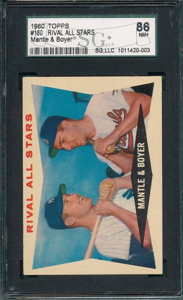 1960 Topps #160 Rival All Stars W/ Mantle SGC 86