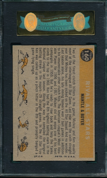 1960 Topps #160 Rival All Stars W/ Mantle SGC 86