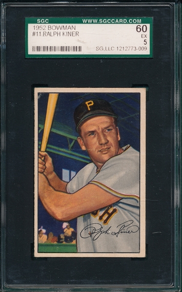 1952 Bowman #011 Ralph Kiner SGC 60