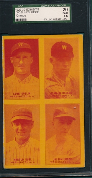 1929-30 Exhibits Four-On-One W/ Goslin SGC 20 *Orange*