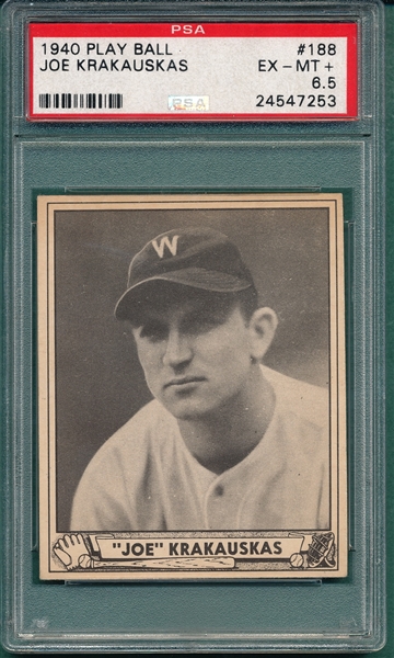 1940 Play Ball #188 Joe Krakauskas PSA 6.5 *Superman*