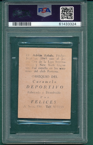 1945-46 Caramelo Deportivo #69 Adrian Zabala PSA 1
