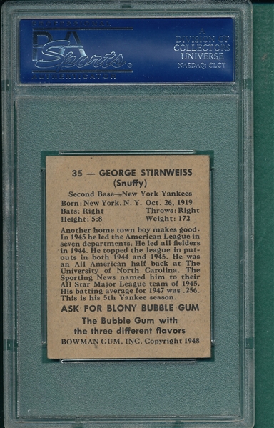 1948 Bowman #35 George Stirnweiss PSA 5