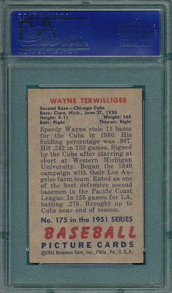 1951 Bowman #175 Wayne Terwilliger PSA 6