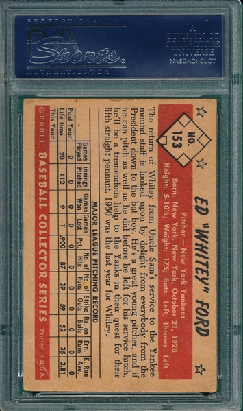 1953 Bowman Color #153 Whitey Ford PSA 3