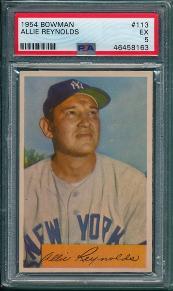 1954 Bowman #113 Allie Reynolds PSA 5