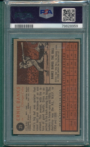 1962 Topps #25 Ernie Banks PSA 6.5
