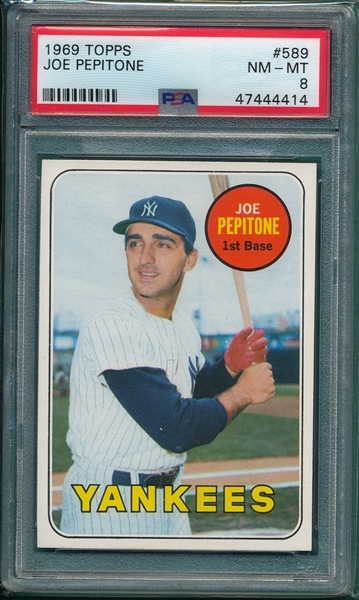 1969 Topps #589 Joe Pepitone PSA 8