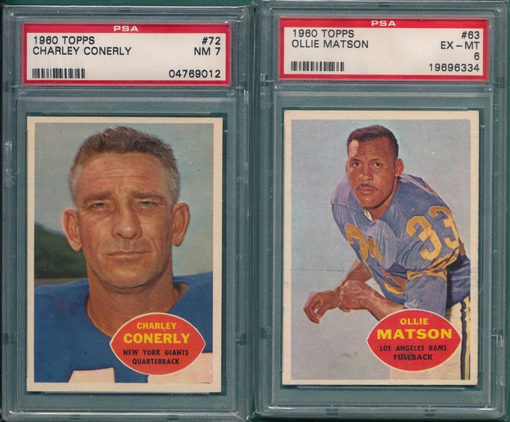 1960 Topps Football #63 Matson & #72 Conerly, Lot of (2), PSA 