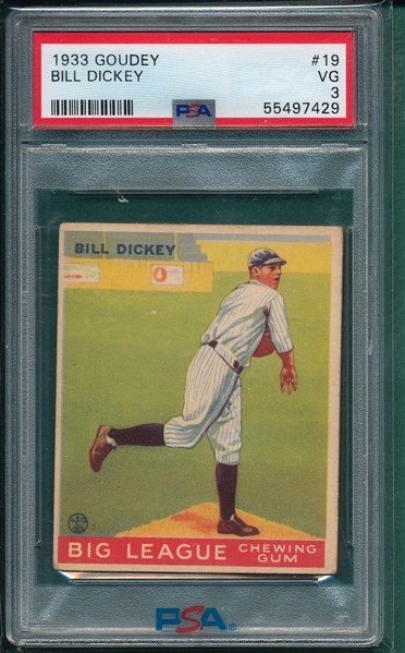 1933 Goudey #019 Bill Dickey PSA 3