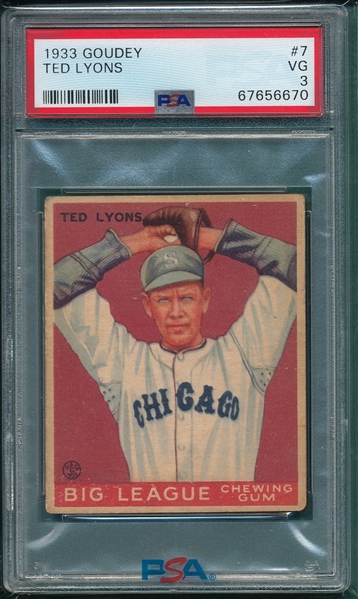 1933 Goudey #007 Ted Lyons PSA 3