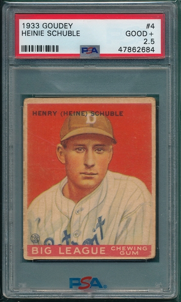 1933 Goudey #004 Heinie Schuble PSA 2.5