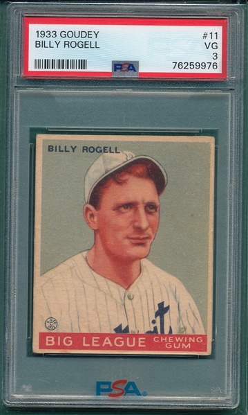 1933 Goudey #011 Billy Rogell PSA 3