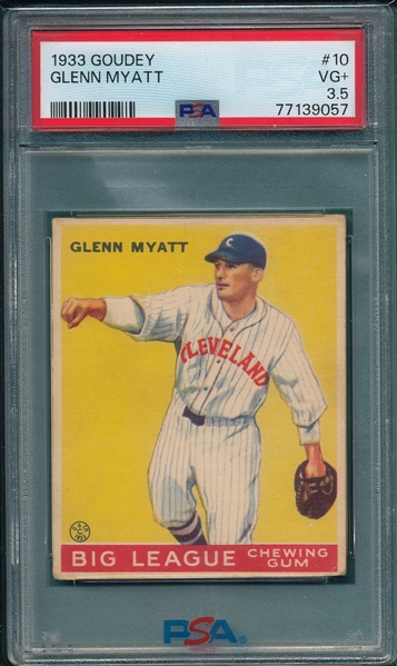 1933 Goudey #010 Glenn Myatt PSA 3.5