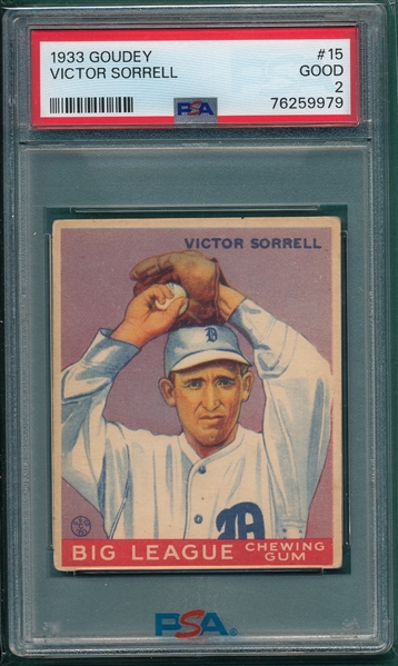 1933 Goudey #015 Victor Sorrell PSA 2
