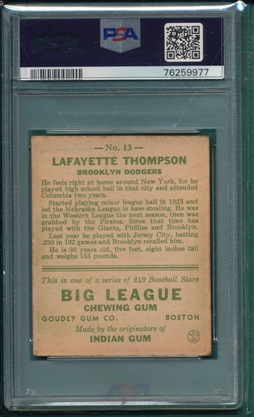 1933 Goudey #013 Lafayette Thompson PSA 4