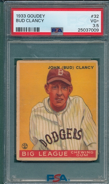1933 Goudey #32 Bud Clancy PSA 3.5
