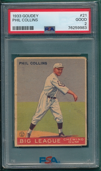 1933 Goudey #021 Phil Collins PSA 2