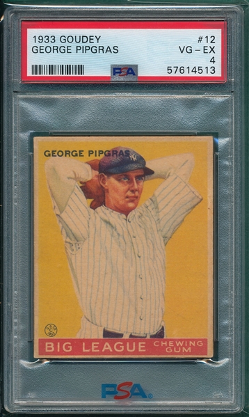1933 Goudey #012 George Pipgras PSA 4