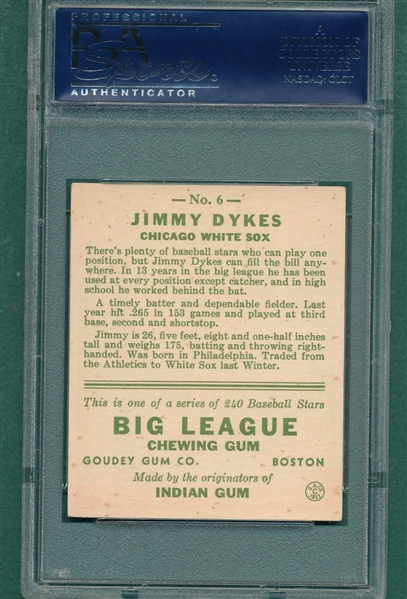 1933 Goudey #006 Jimmy Dykes PSA 4 *Age 26*