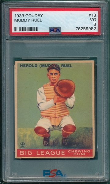 1933 Goudey #018 Muddy Ruel PSA 3