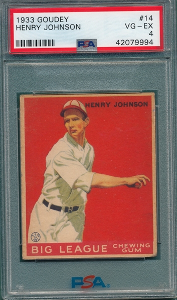 1933 Goudey #014 Henry Johnson PSA 4