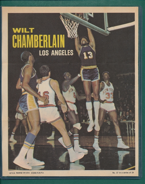 1968 Topps Basketball Posters #17 Wilt Chamberlin