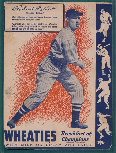 1937 Wheaties Series 8, #4 Bob Feller