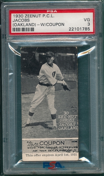 1931 Zeenut Jacobs PSA 3 *W/ Coupon*