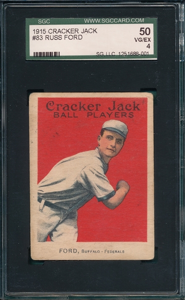 1915 Cracker Jack #83 Russ Ford SGC 50
