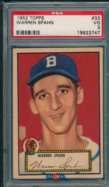 1952 Topps #033 Waren Spahn PSA 3
