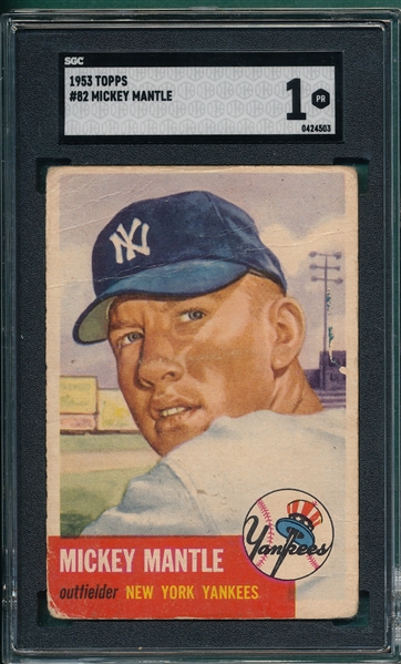 1953 Topps #82 Mickey Mantle SGC 1