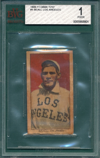 1909 T212-1 Beall Obak Cigarettes BVG 1