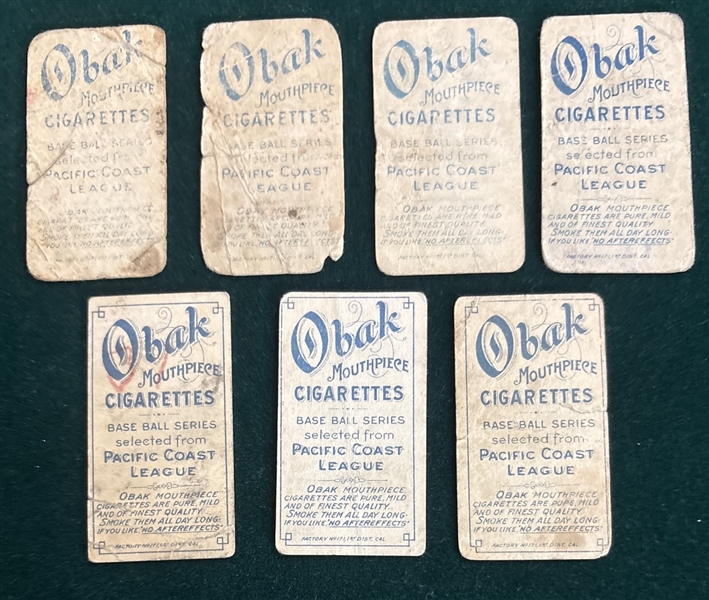 1909 T212-1 Obak Cigarettes Lot of (7) W/ Murphy