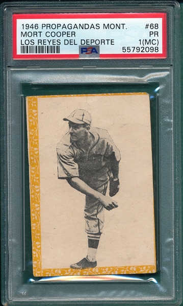 1946 Propagandas Montiel Los Reyes Del Deporte, #68 Mort Cooper PSA 1 (MC)
