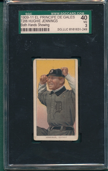 1909-1911 T206 Jennings, Two Hands, El Principe De Gales, SGC 40