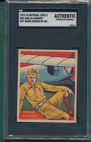 1933-34 Sky Birds #48 Amelia Earhart National Chicle SGC Authentic