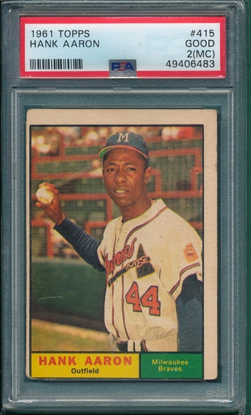1961 Topps #415 Hank Aaron PSA 2 (MC)
