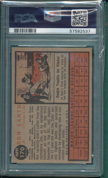 1962 Topps #170 Ron Santo PSA 5