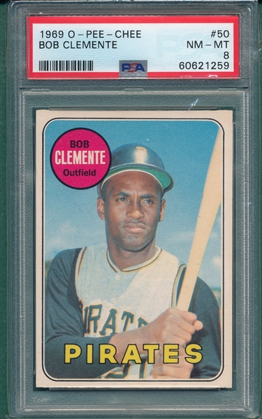 1969 O-Pee-Chee #50 Roberto Clemente PSA 8