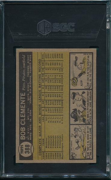 1961 Topps #388 Bob Clemente SGC 7