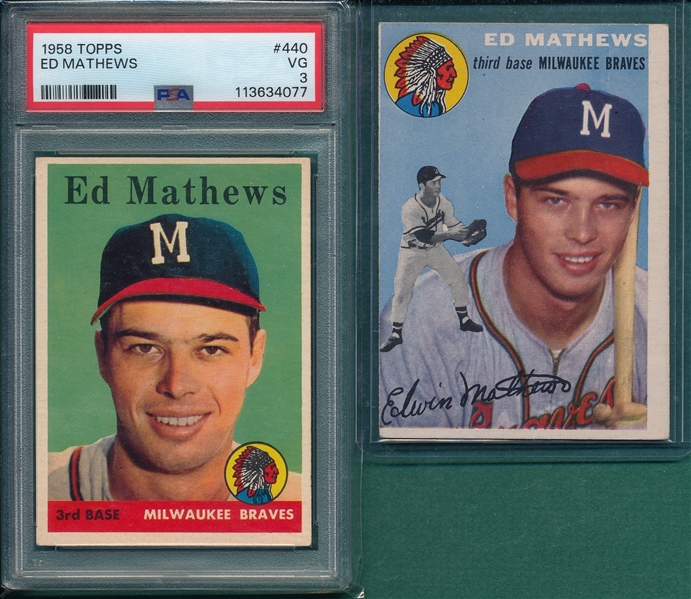 1954/58 Topps Ed Mathews Lot of (2), PSA