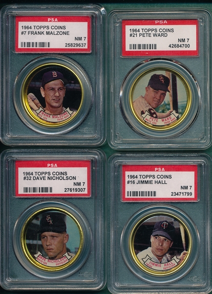 1964 Topps Coins Lot of (4) W/ Malzone PSA 7