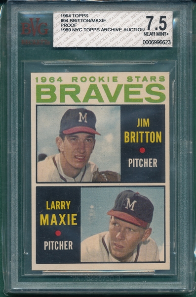 1964 Topps #094 Braves Rookies BVG 7.5 *Proof*