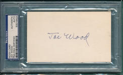 Joe Wood Signed Index Card PSA/DNA Authentic